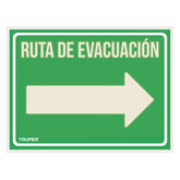 Letrero "ruta de evacuacion" fecha a a derecha truper